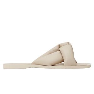 Massimo Dutti ecru leather flat sandals